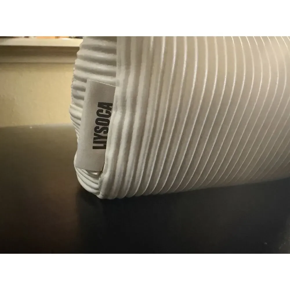 Lysoca White Pleated Cosmetic Bag Makeup Pouch Zip Case